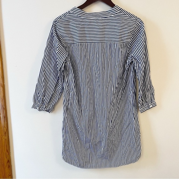 Harshman Derrington Striped Cotton Tunic Top Poplin Size Small Blue/White - Picture 10 of 12